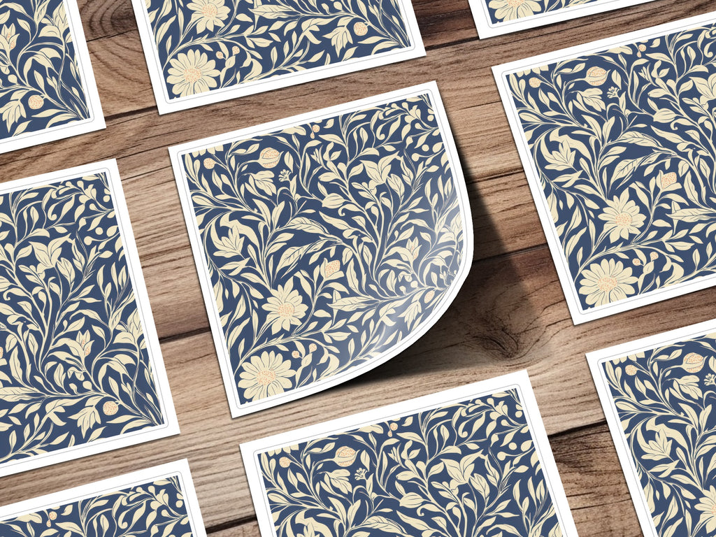 Larkspur Print Seamless William Morris Background Blue Cream Digital - Moore and Mountain