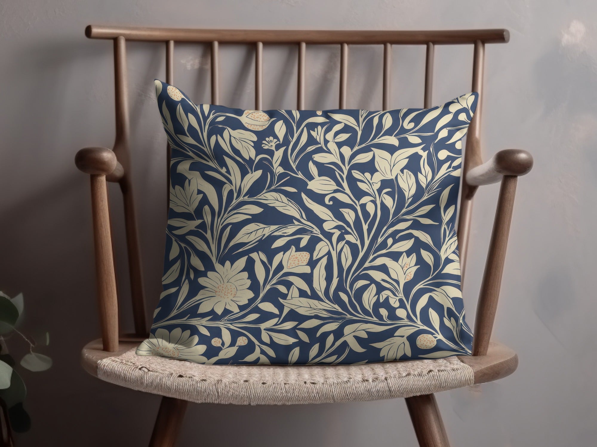 Larkspur Print Seamless William Morris Background Blue Cream Digital - Moore and Mountain