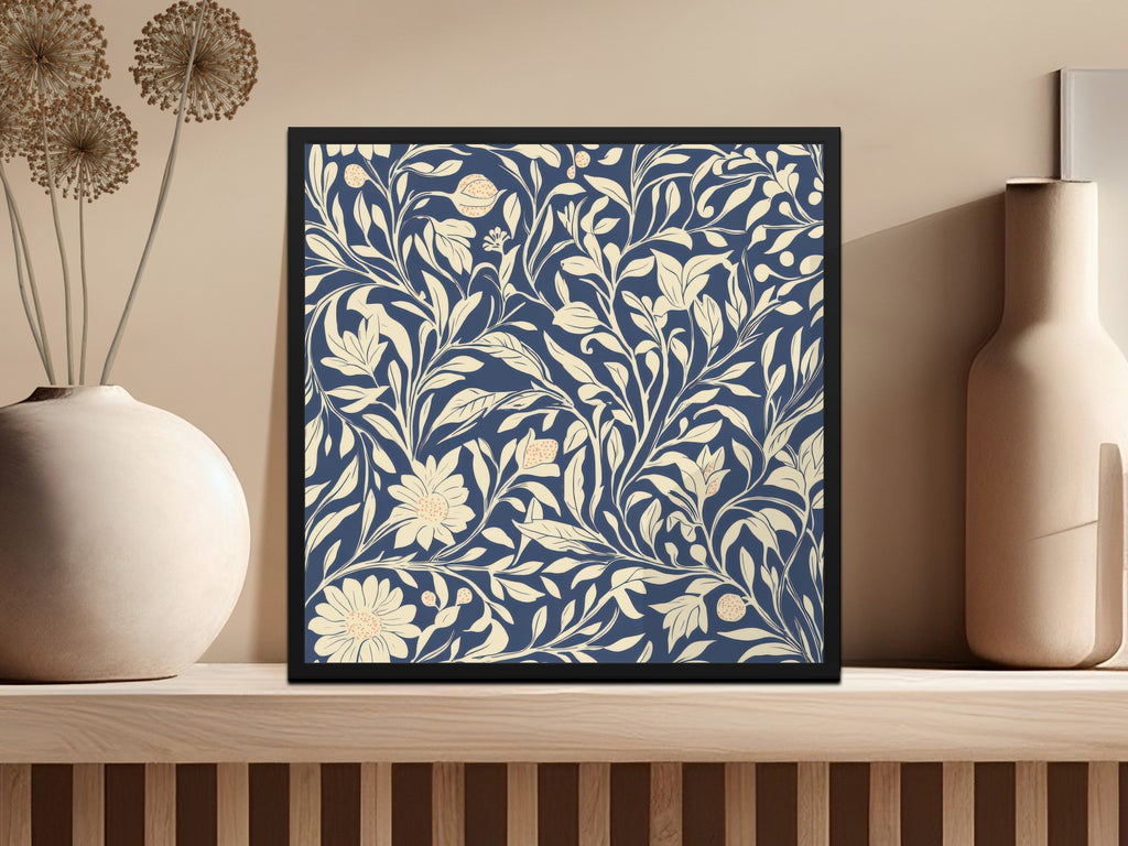 Larkspur Print Seamless William Morris Background Blue Cream Digital - Moore and Mountain