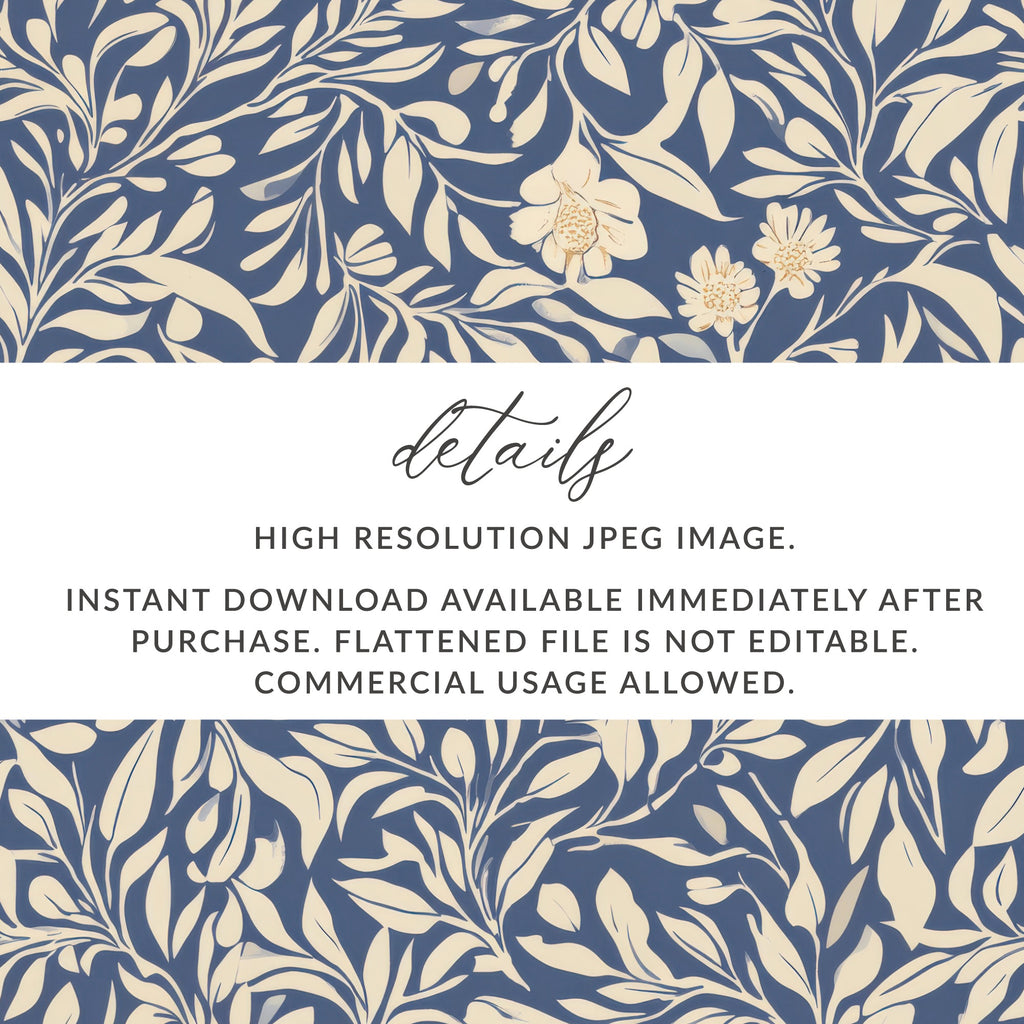 Larkspur Seamless William Morris Pattern Vines Background Blue and Beige Pattern Digital - Moore and Mountain