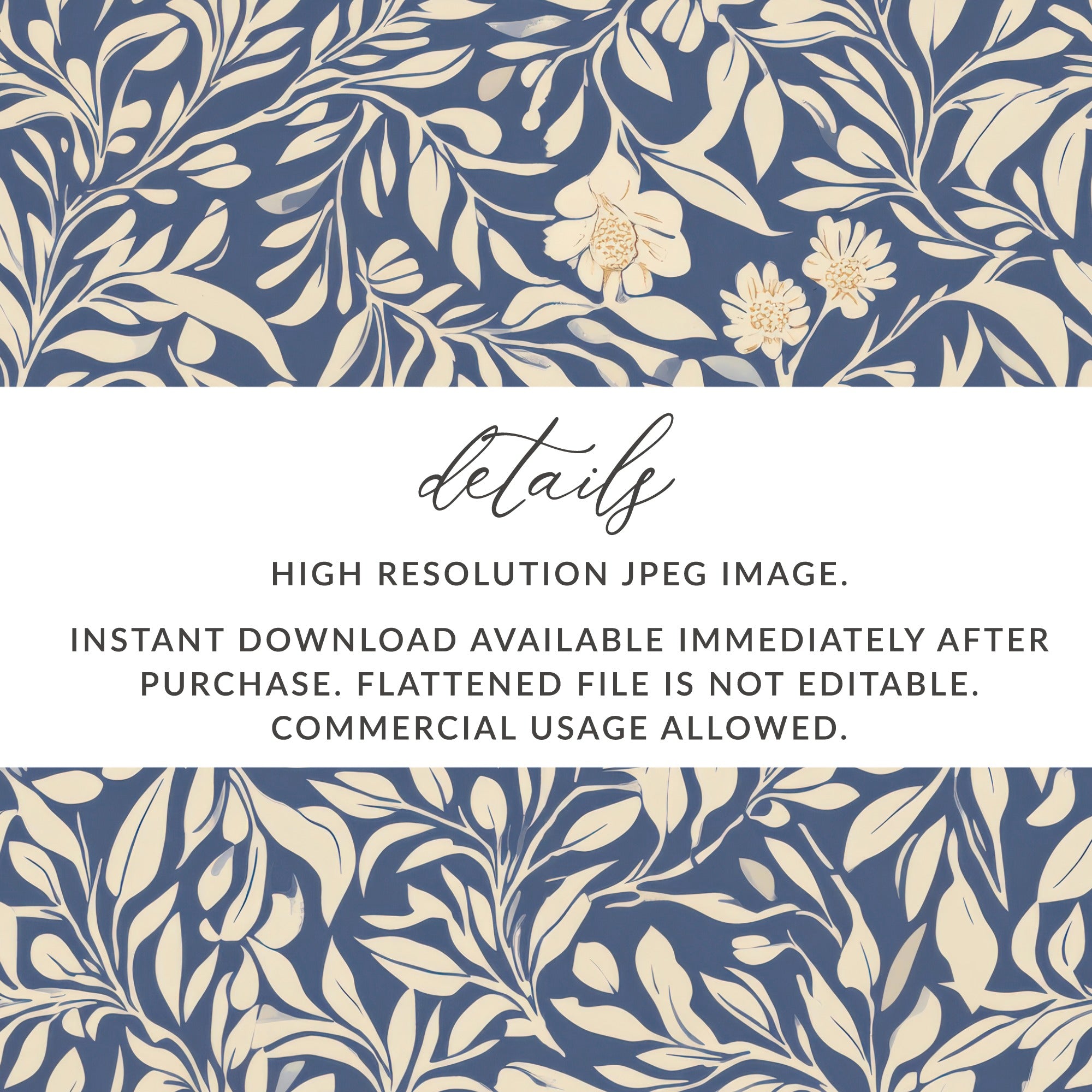 Larkspur Seamless William Morris Pattern Vines Background Blue and Beige Pattern Digital - Moore and Mountain