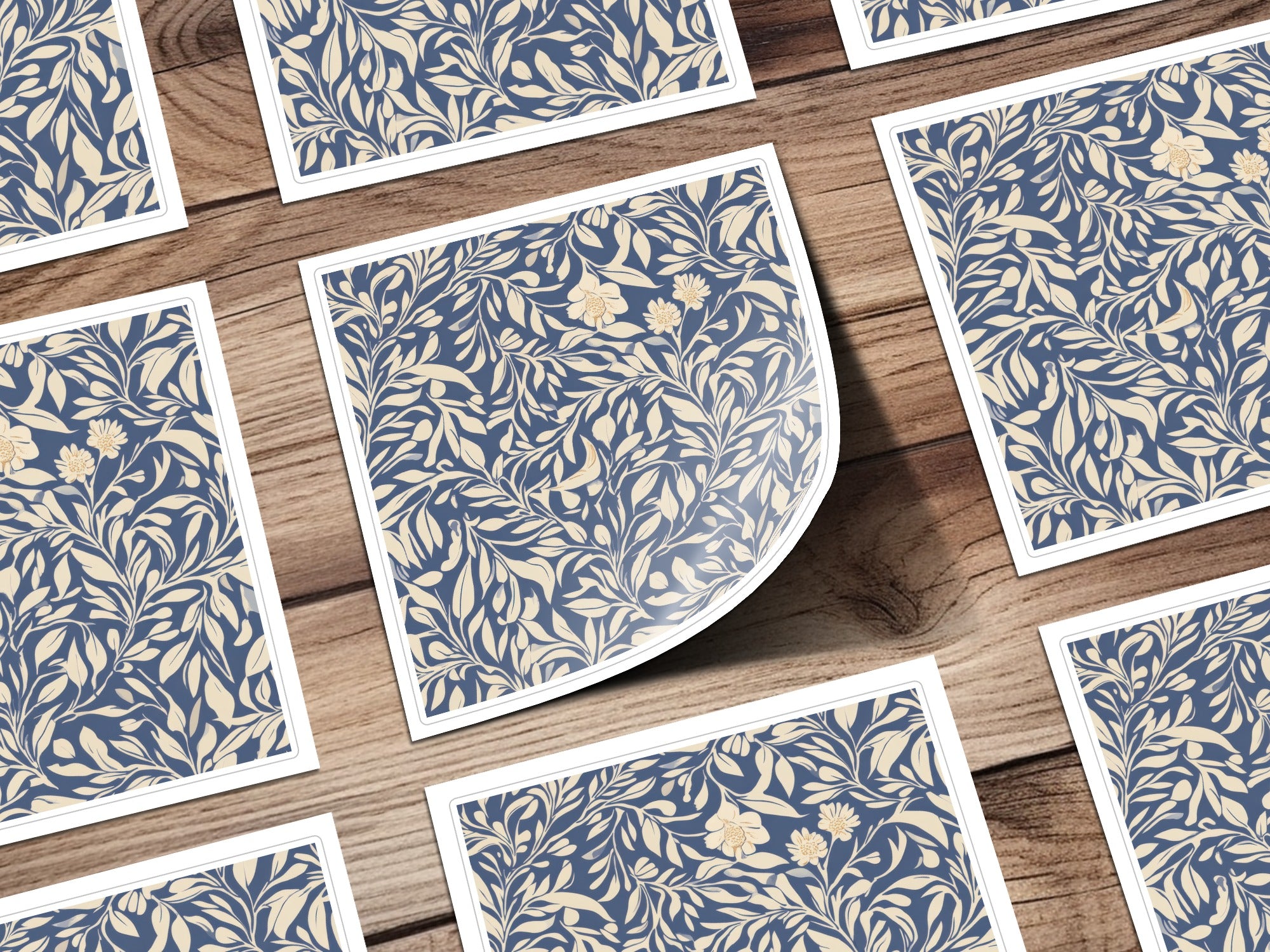 Larkspur Seamless William Morris Pattern Vines Background Blue and Beige Pattern Digital - Moore and Mountain