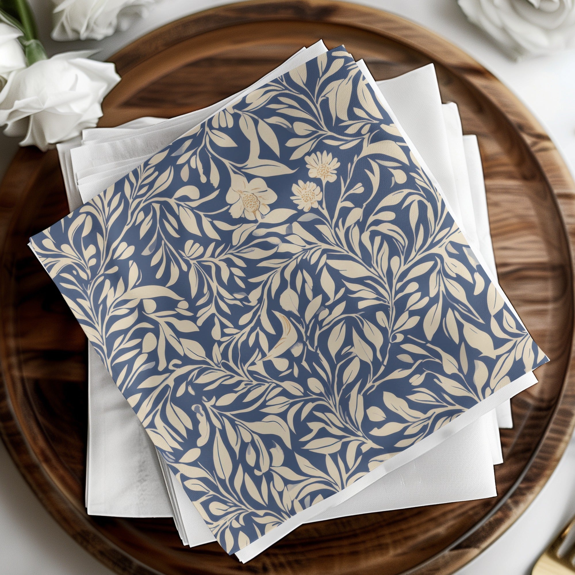 Larkspur Seamless William Morris Pattern Vines Background Blue and Beige Pattern Digital - Moore and Mountain
