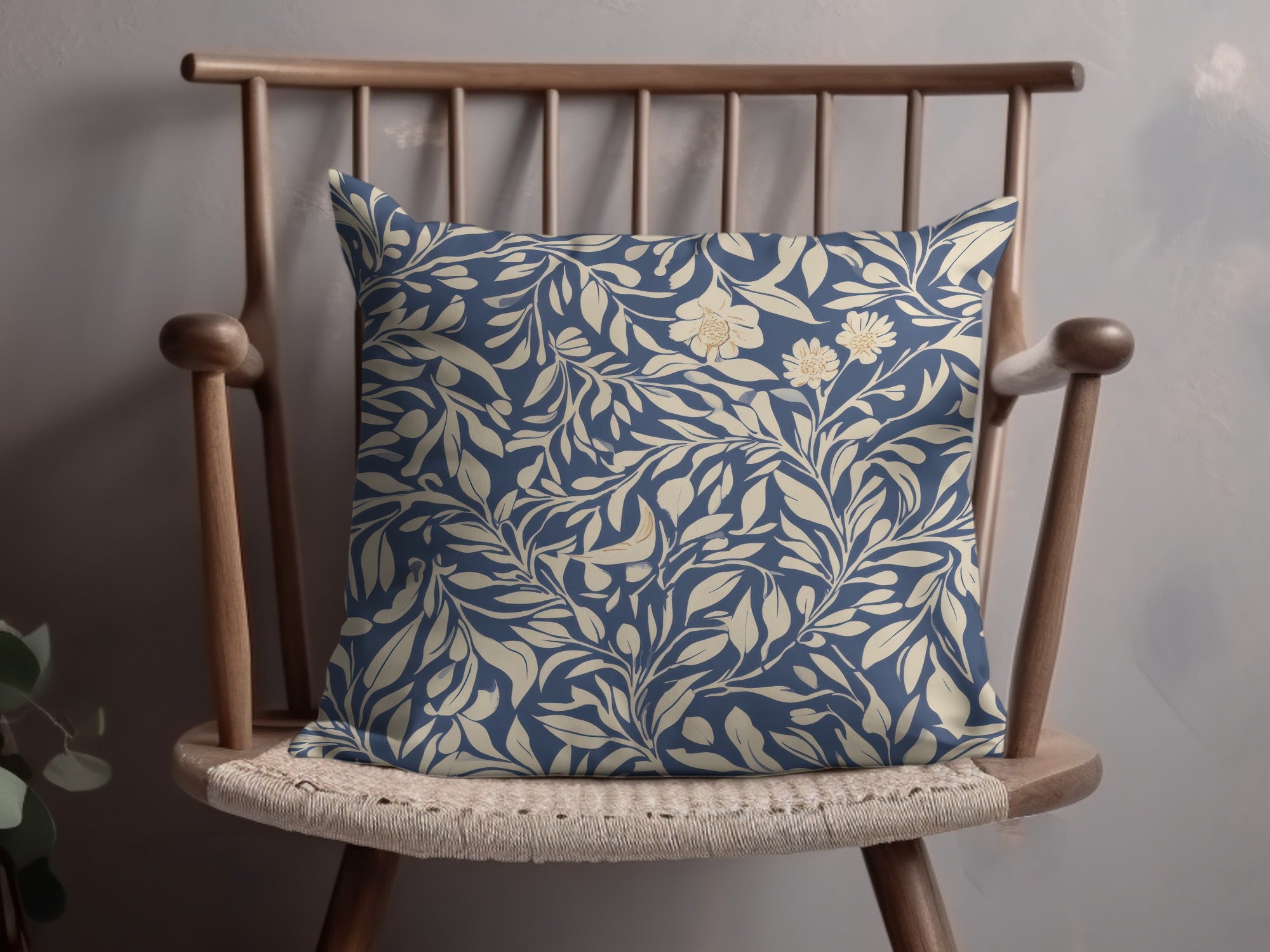Larkspur Seamless William Morris Pattern Vines Background Blue and Beige Pattern Digital - Moore and Mountain