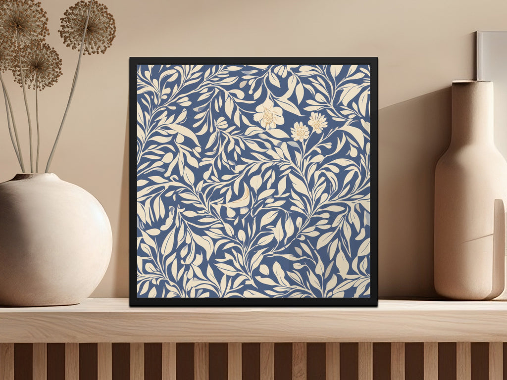 Larkspur Seamless William Morris Pattern Vines Background Blue and Beige Pattern Digital - Moore and Mountain