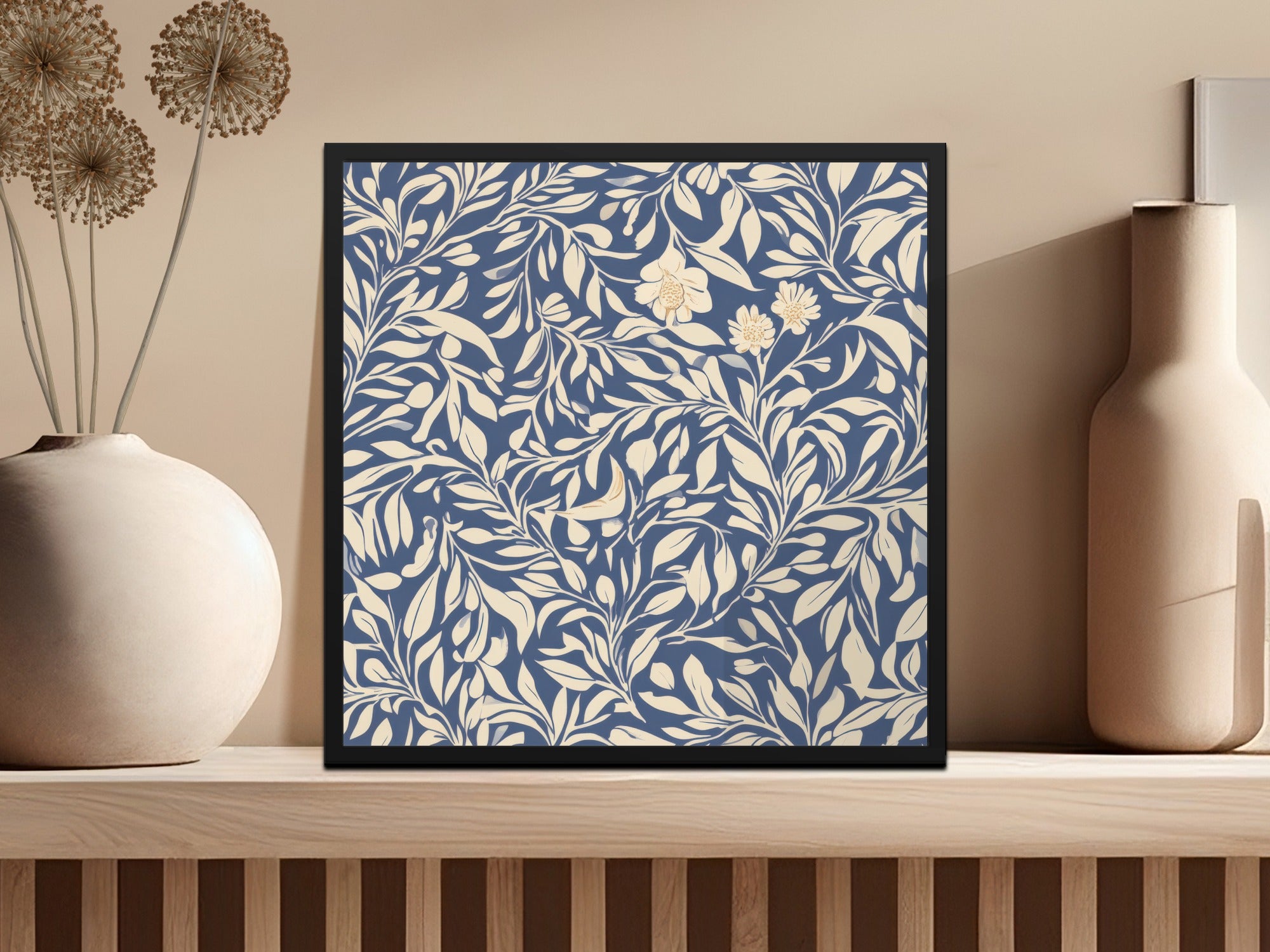 Larkspur Seamless William Morris Pattern Vines Background Blue and Beige Pattern Digital - Moore and Mountain