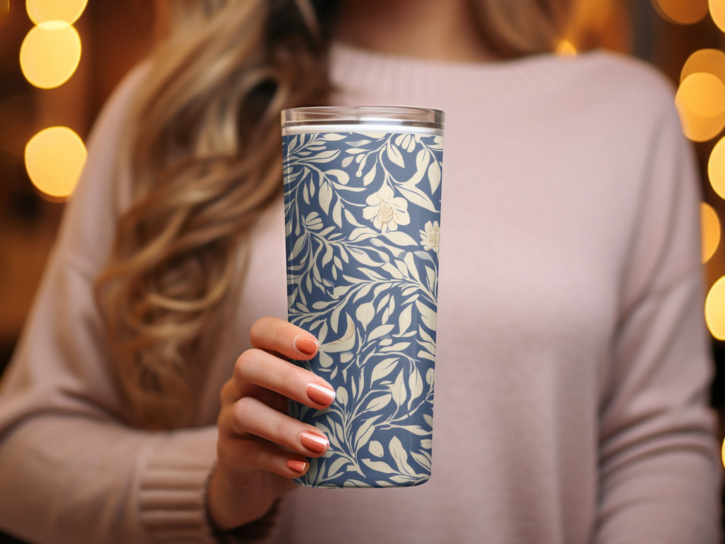 Larkspur Seamless William Morris Pattern Vines Background Blue and Beige Pattern Digital - Moore and Mountain