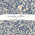 Larkspur Seamless William Morris Pattern Vines Background Blue and Beige Pattern Digital - Moore and Mountain