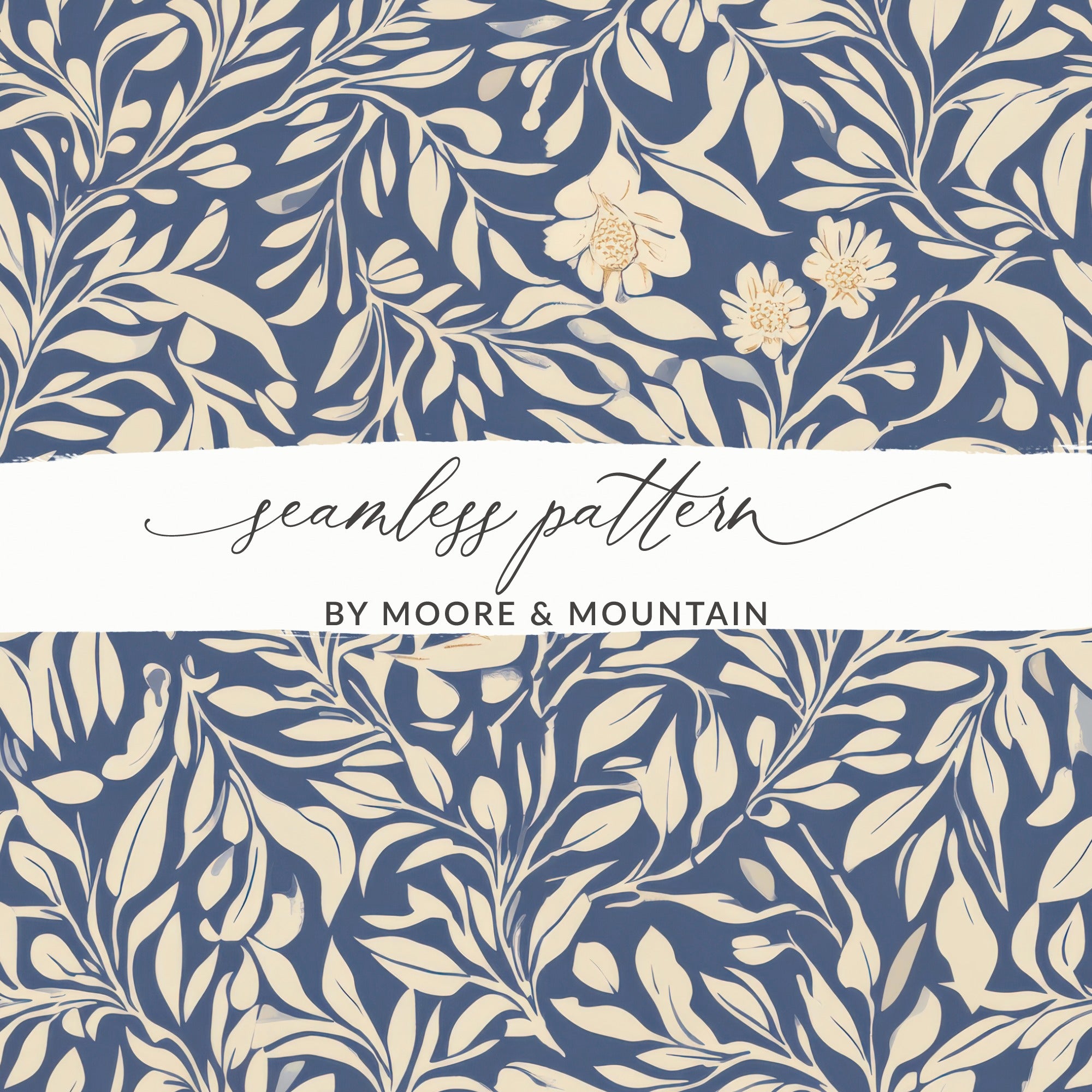 Larkspur Seamless William Morris Pattern Vines Background Blue and Beige Pattern Digital - Moore and Mountain