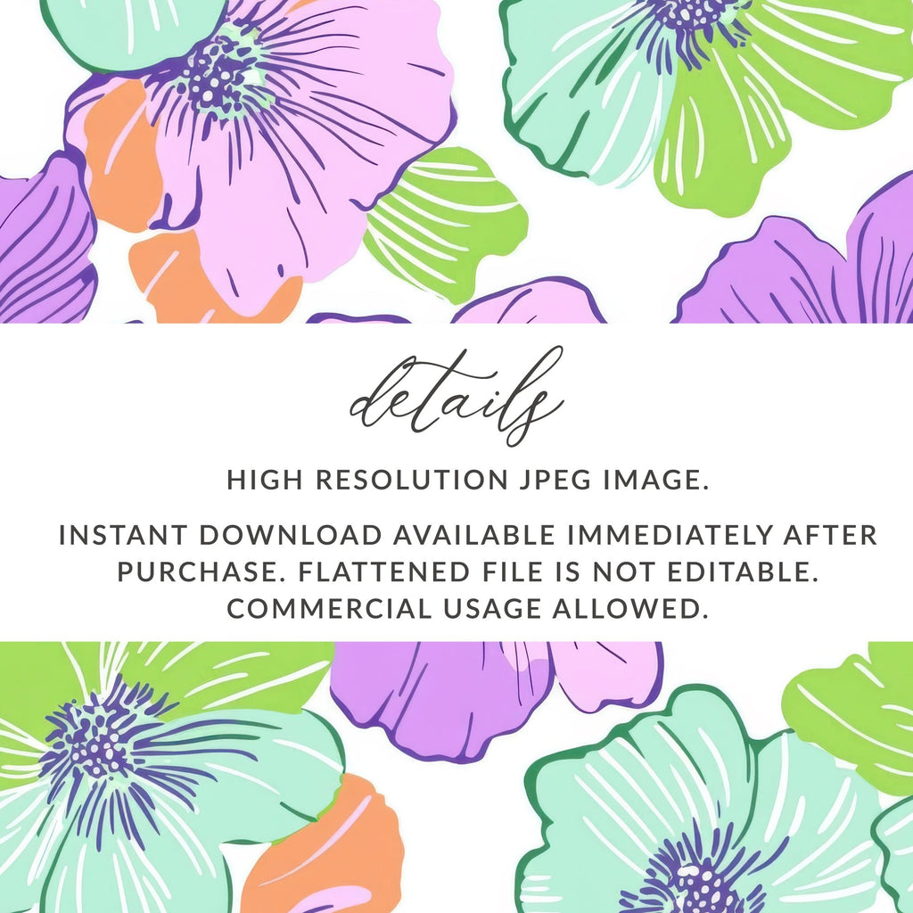 Lavender Preppy Digital Paper, 60s floral pattern, Seamless Floral Print, Retro Flower Background, Floral Pattern Paper, Floral Digital - Moore and Mountain