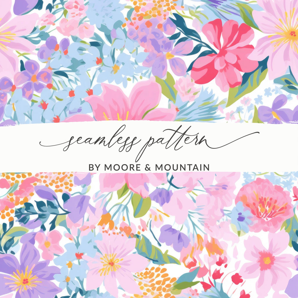 Ditsy Floral Seamless Pattern Colorful Flower Design, Fabric Print, Scrapbook Paper, Digital DownloadFloral Seamless Pattern Digital, Pink Flower Design, Repeatable Flower Pattern, Pastel Flowers, Digital Paper, Fabric Digital, Paper Print - Moore and Mountain
