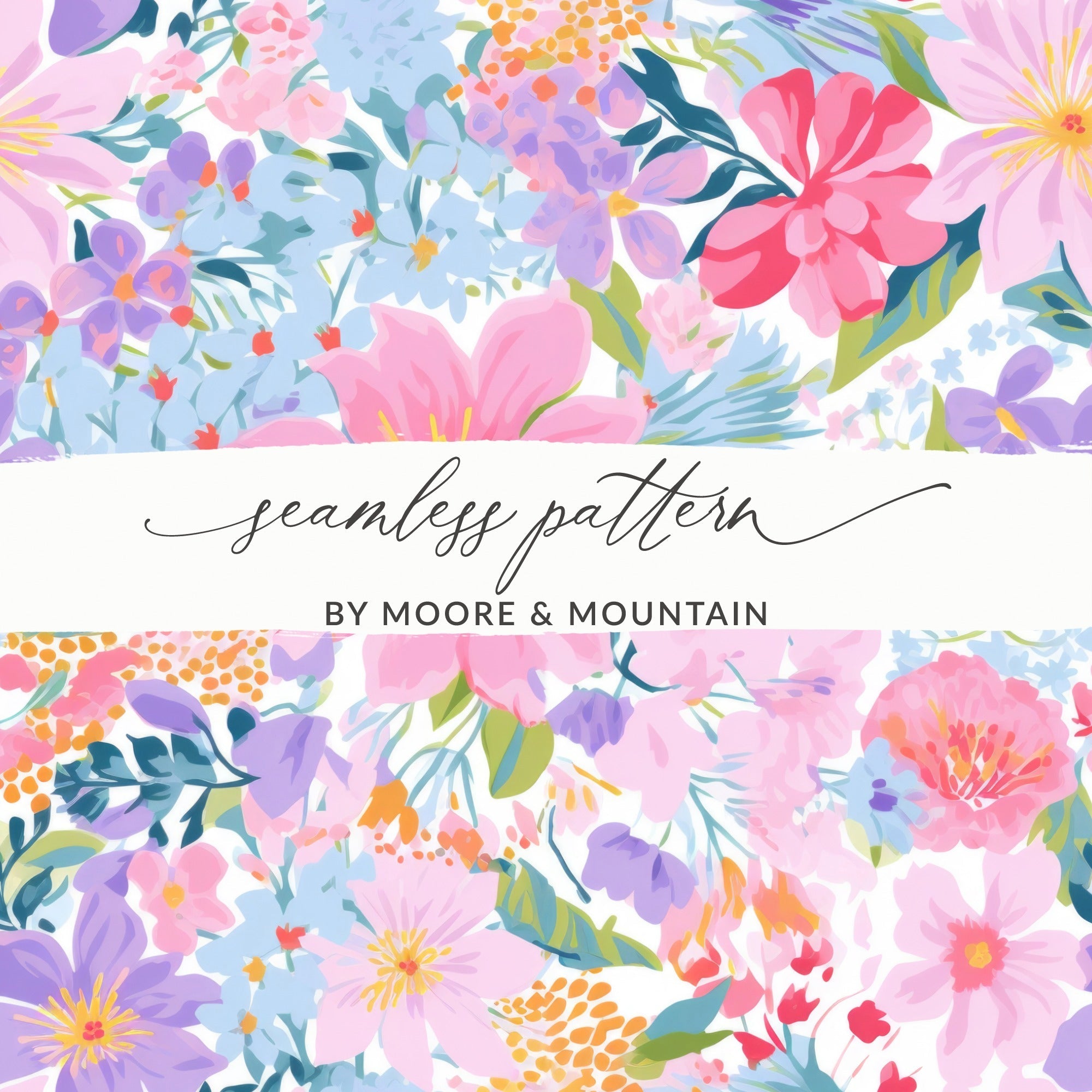 Ditsy Floral Seamless Pattern Colorful Flower Design, Fabric Print, Scrapbook Paper, Digital DownloadFloral Seamless Pattern Digital, Pink Flower Design, Repeatable Flower Pattern, Pastel Flowers, Digital Paper, Fabric Digital, Paper Print - Moore and Mountain