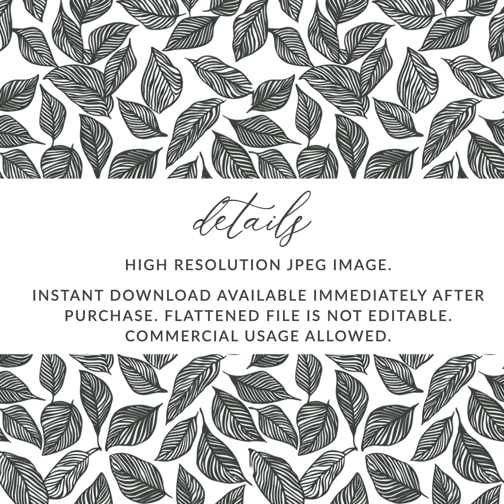 Leaf Pattern Nature Inspired Vector Graphic Black White Digital - Moore and Mountain