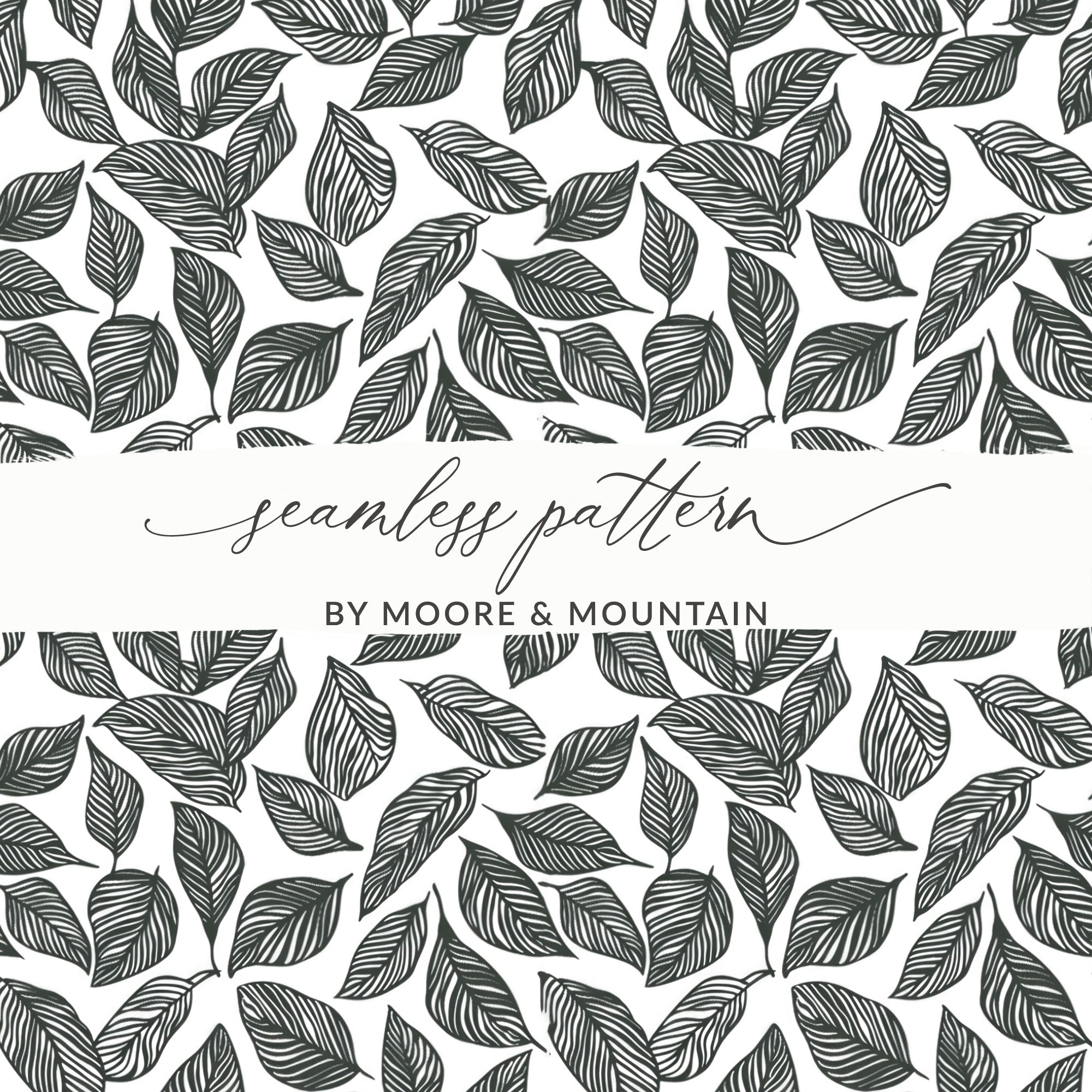 Leaf Pattern Nature Inspired Vector Graphic Black White Digital - Moore and Mountain