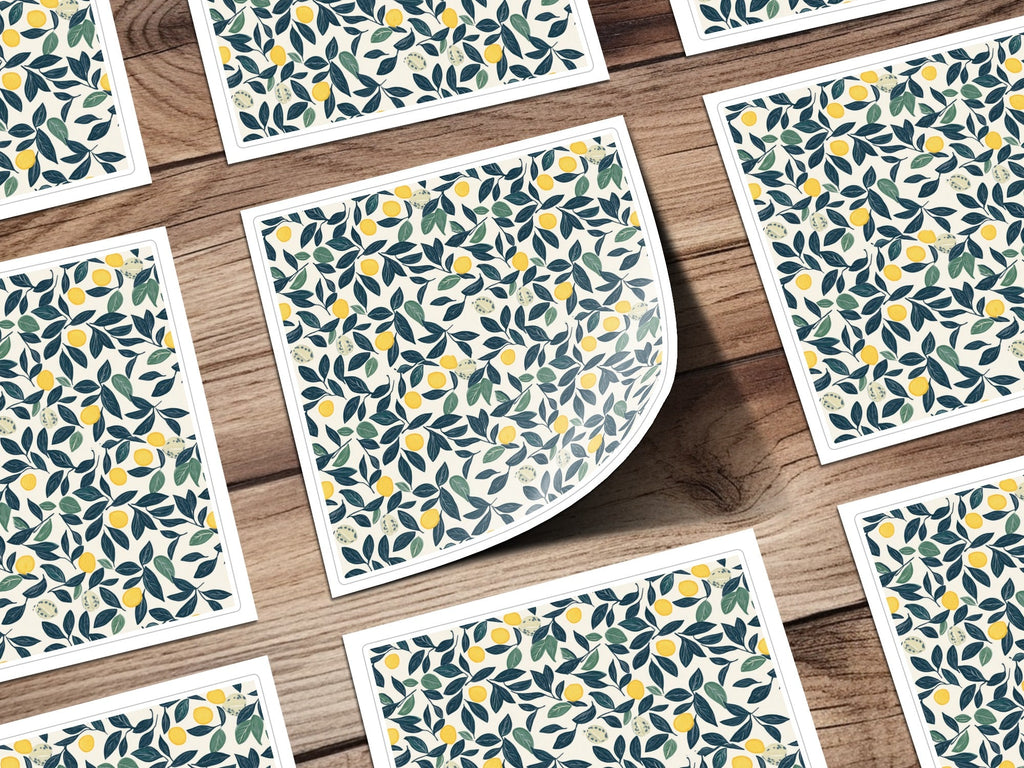 Lemon Digital Paper, Dark Green Leaves Pattern, Printable Seamless Background, Citrus Fruit Wallpaper, Tropical Summer Scrapbook Paper - Moore and Mountain