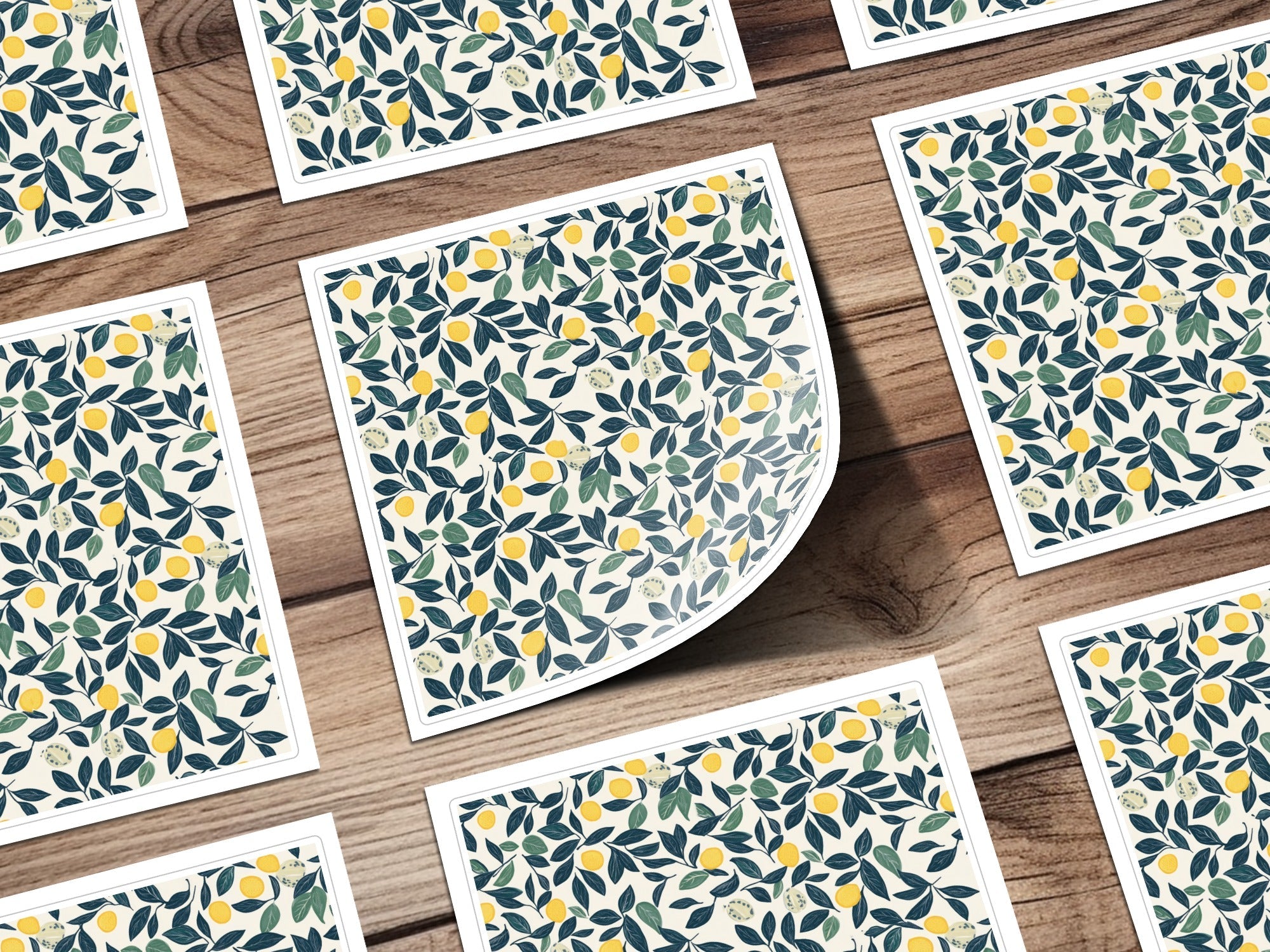 Lemon Digital Paper, Dark Green Leaves Pattern, Printable Seamless Background, Citrus Fruit Wallpaper, Tropical Summer Scrapbook Paper - Moore and Mountain