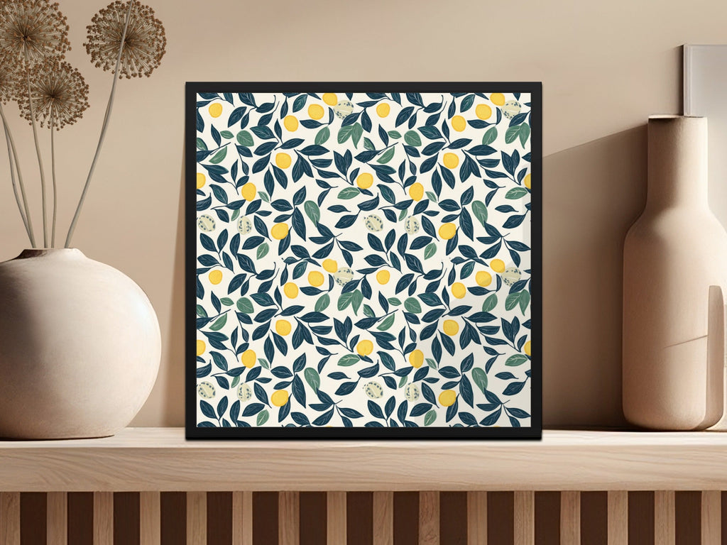 Lemon Digital Paper, Dark Green Leaves Pattern, Printable Seamless Background, Citrus Fruit Wallpaper, Tropical Summer Scrapbook Paper - Moore and Mountain
