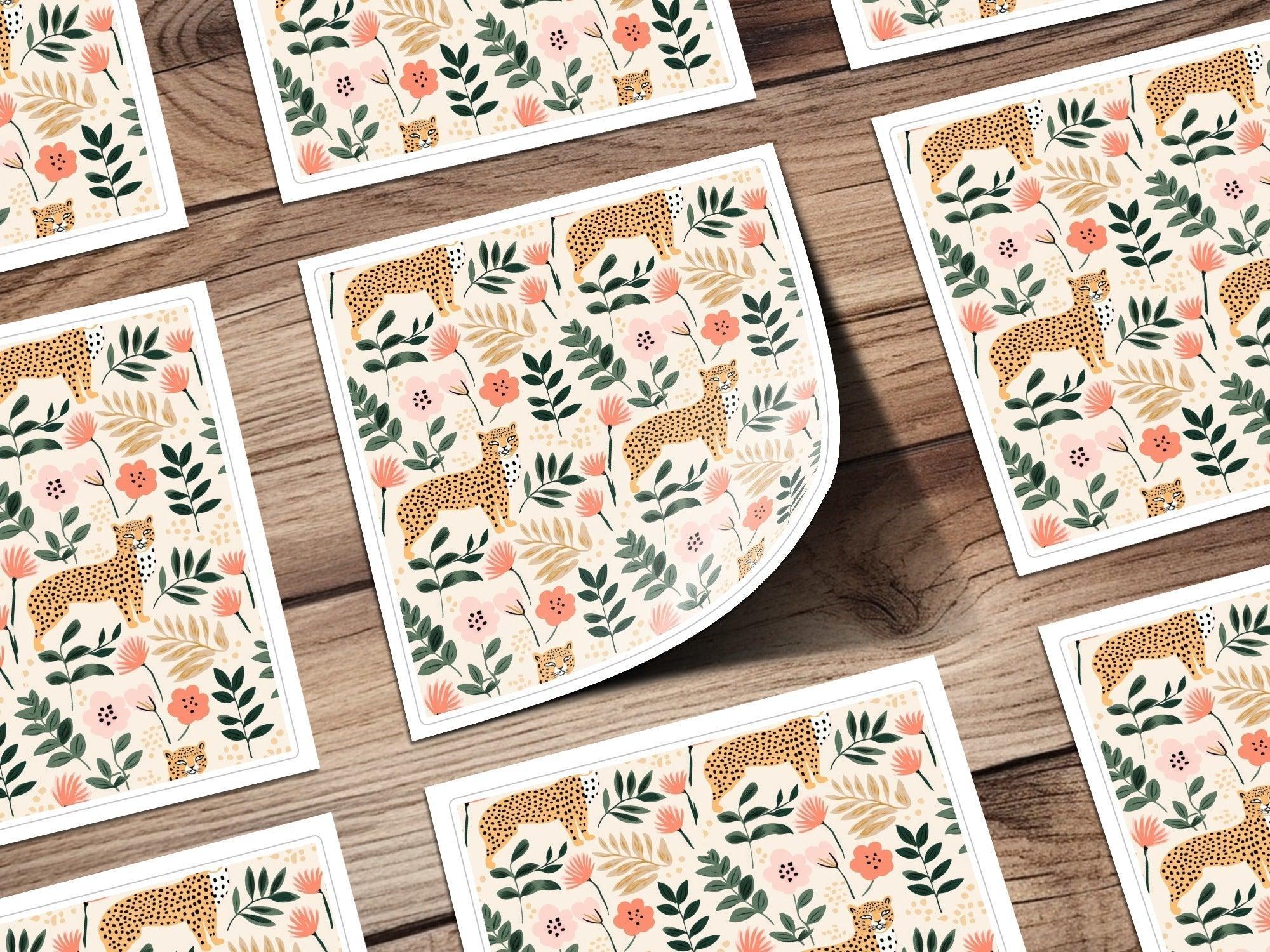 Leopard Floral Seamless Pattern Digital, Jungle Animals Print, Fabric Design, Wallpaper Download, Trendy Backgrounds, Digital Paper - Moore and Mountain