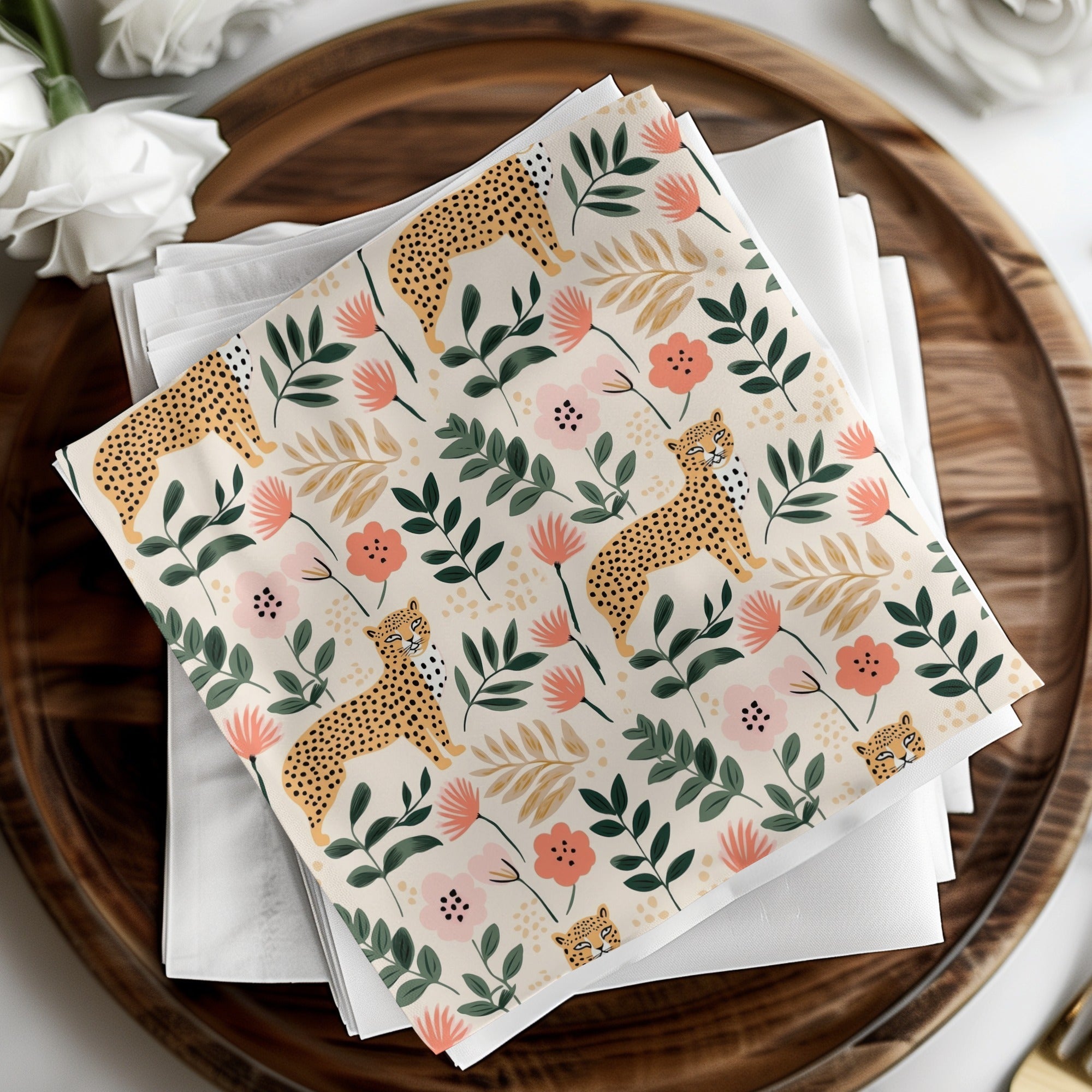 Leopard Floral Seamless Pattern Digital, Jungle Animals Print, Fabric Design, Wallpaper Download, Trendy Backgrounds, Digital Paper - Moore and Mountain