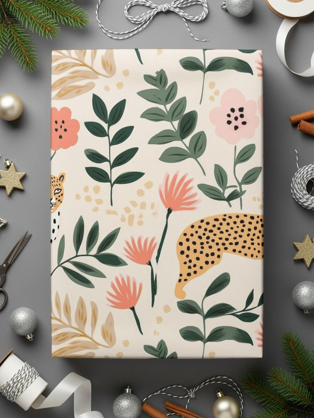 Leopard Floral Seamless Pattern Digital, Jungle Animals Print, Fabric Design, Wallpaper Download, Trendy Backgrounds, Digital Paper - Moore and Mountain