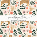 Leopard Floral Seamless Pattern Digital, Jungle Animals Print, Fabric Design, Wallpaper Download, Trendy Backgrounds, Digital Paper - Moore and Mountain