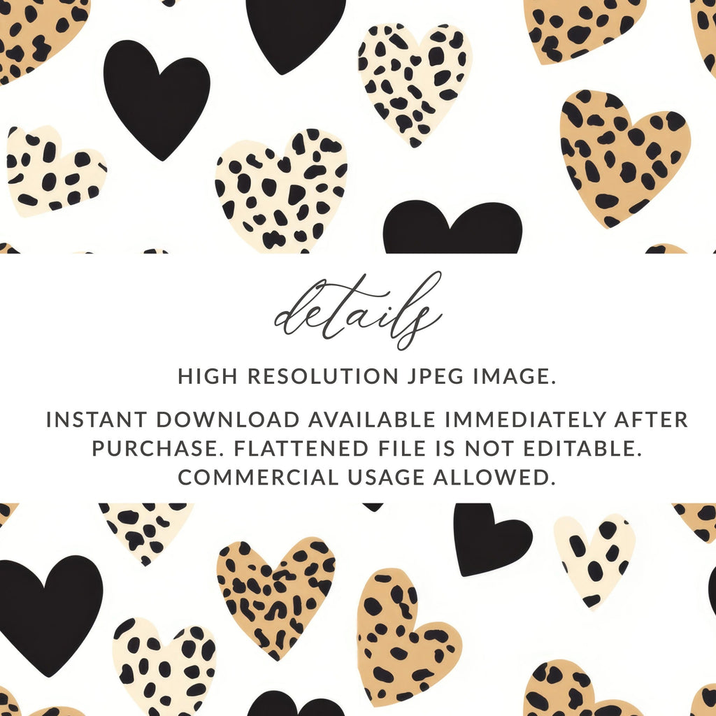 Leopard Heart Digital Paper, Seamless Pattern, Dalmatian Heart Print, Valentine's Day Background, Cheetah Spots Digital Download - Moore and Mountain