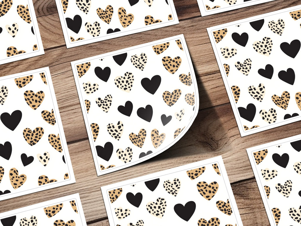Leopard Heart Digital Paper, Seamless Pattern, Dalmatian Heart Print, Valentine's Day Background, Cheetah Spots Digital Download - Moore and Mountain
