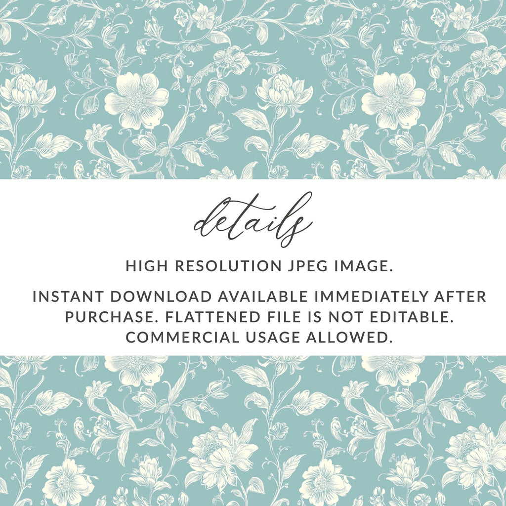 Light Blue Floral Chinoiserie Toile Design Digital - Moore and Mountain