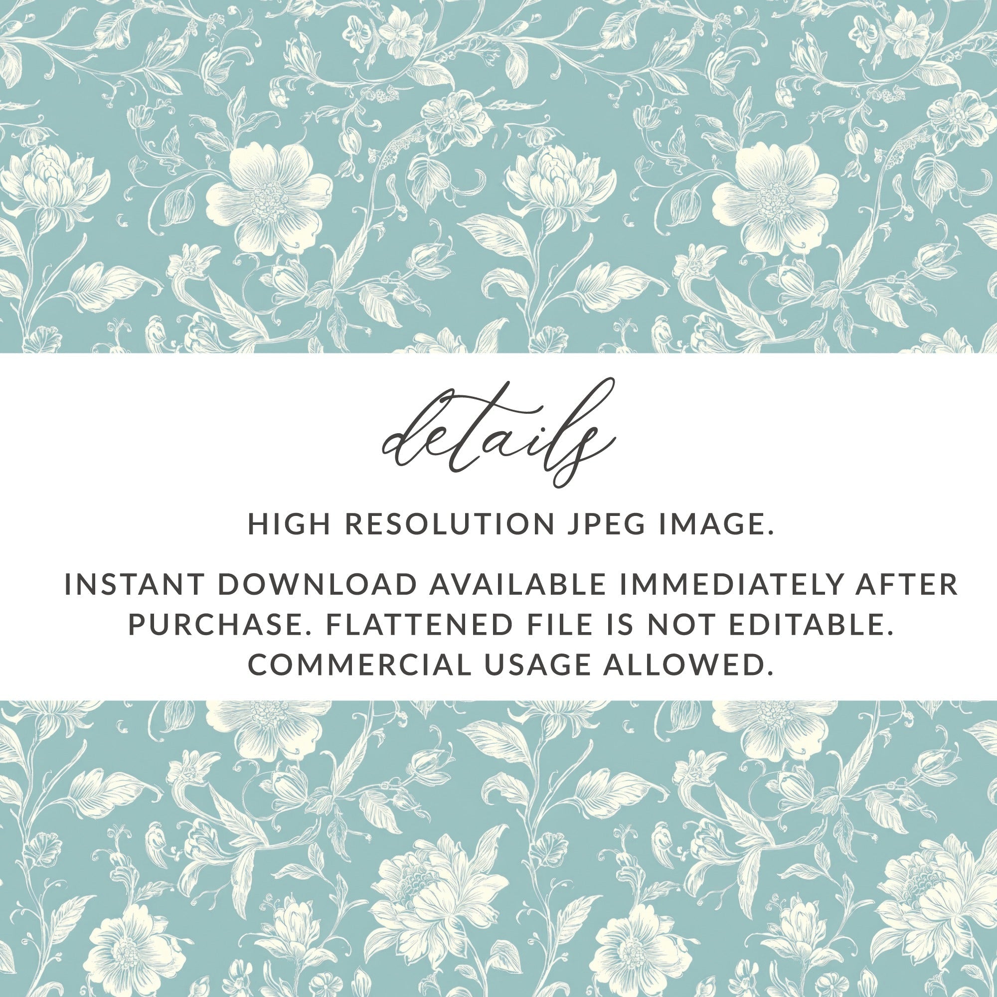 Light Blue Floral Chinoiserie Toile Design Digital - Moore and Mountain
