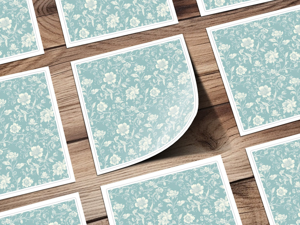 Light Blue Floral Chinoiserie Toile Design Digital - Moore and Mountain