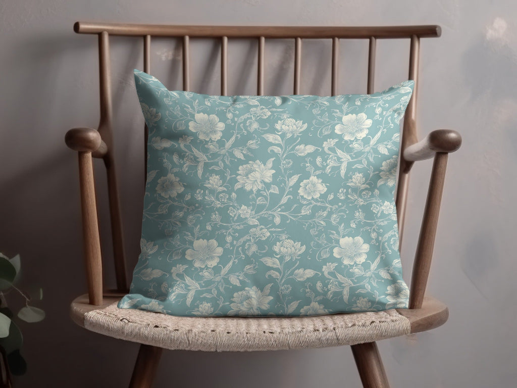 Light Blue Floral Chinoiserie Toile Design Digital - Moore and Mountain
