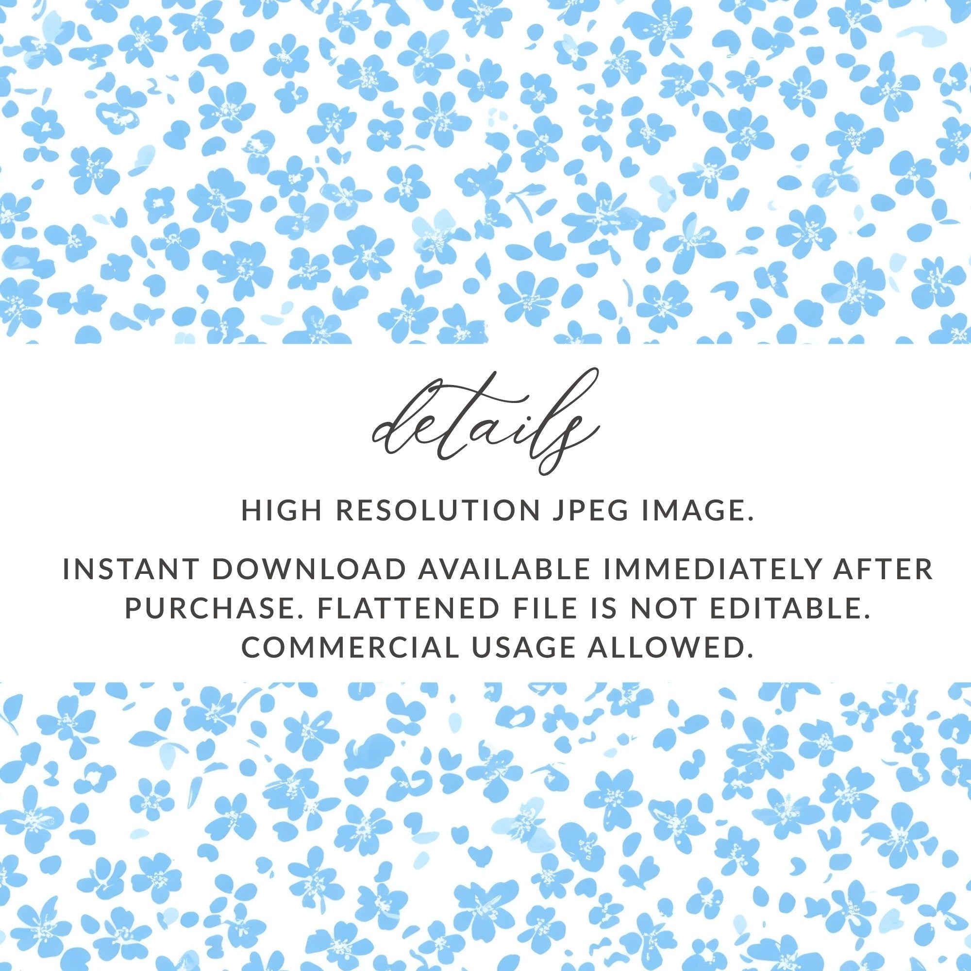 Light Blue Floral Pattern Digital Paper, Flower Seamless Design, Printable Fabric Design, Scrapbook Paper, Digital Downloads - Moore and Mountain