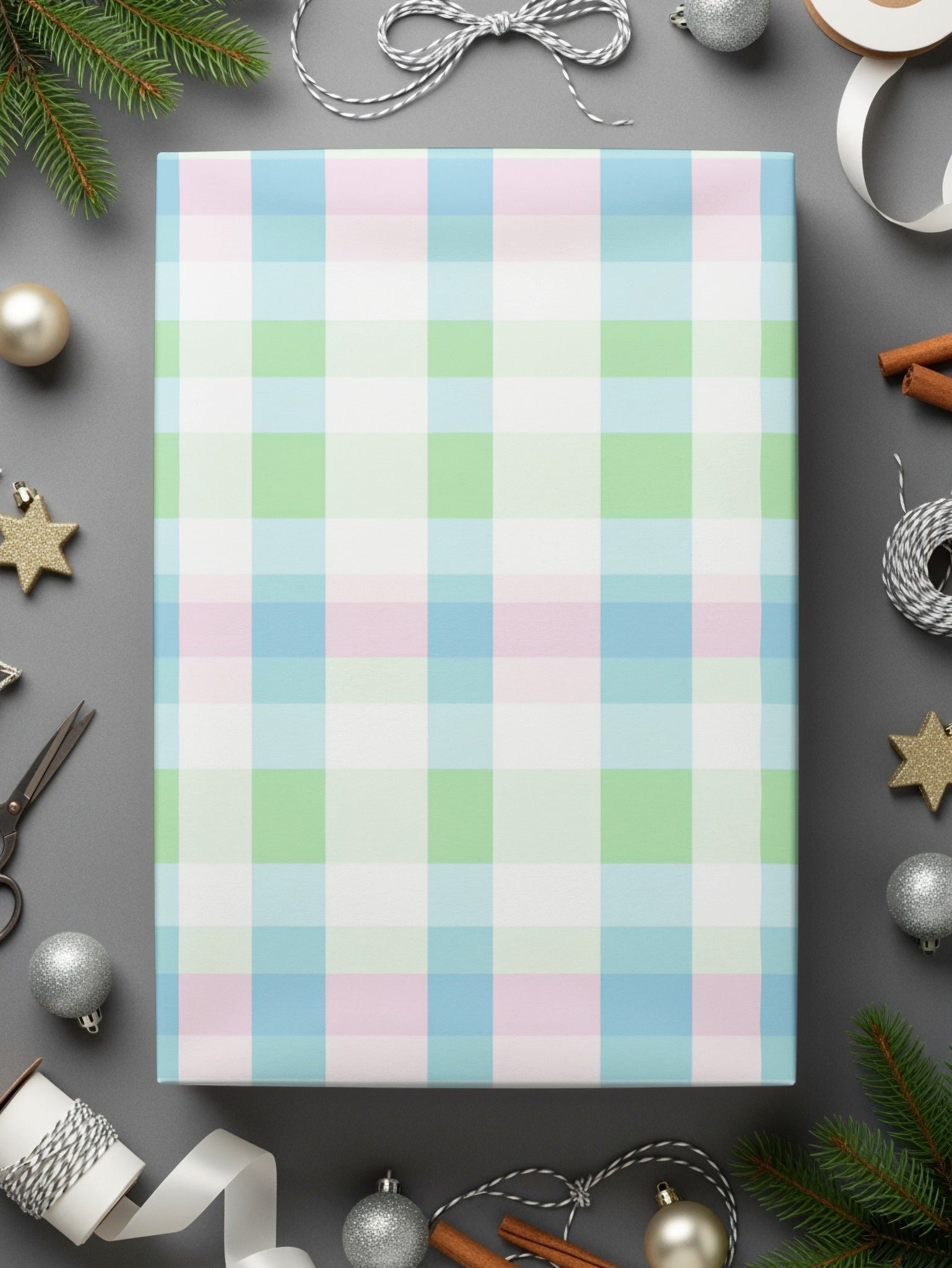 Pastel Plaid Patterned Gift Wrap Sheets Product