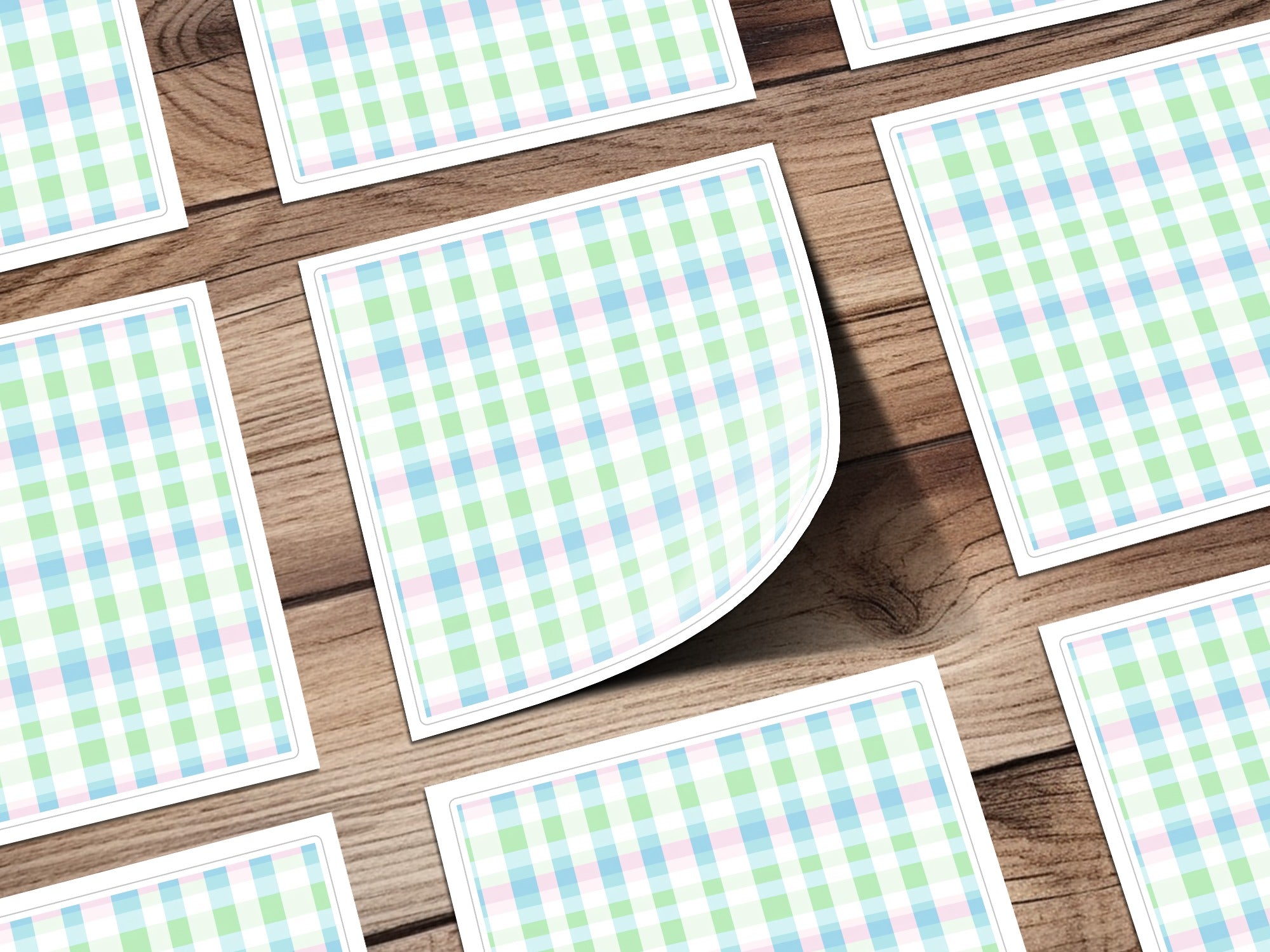 Pastel Checkered Stickers Perfect for Scrapbooking and Crafts