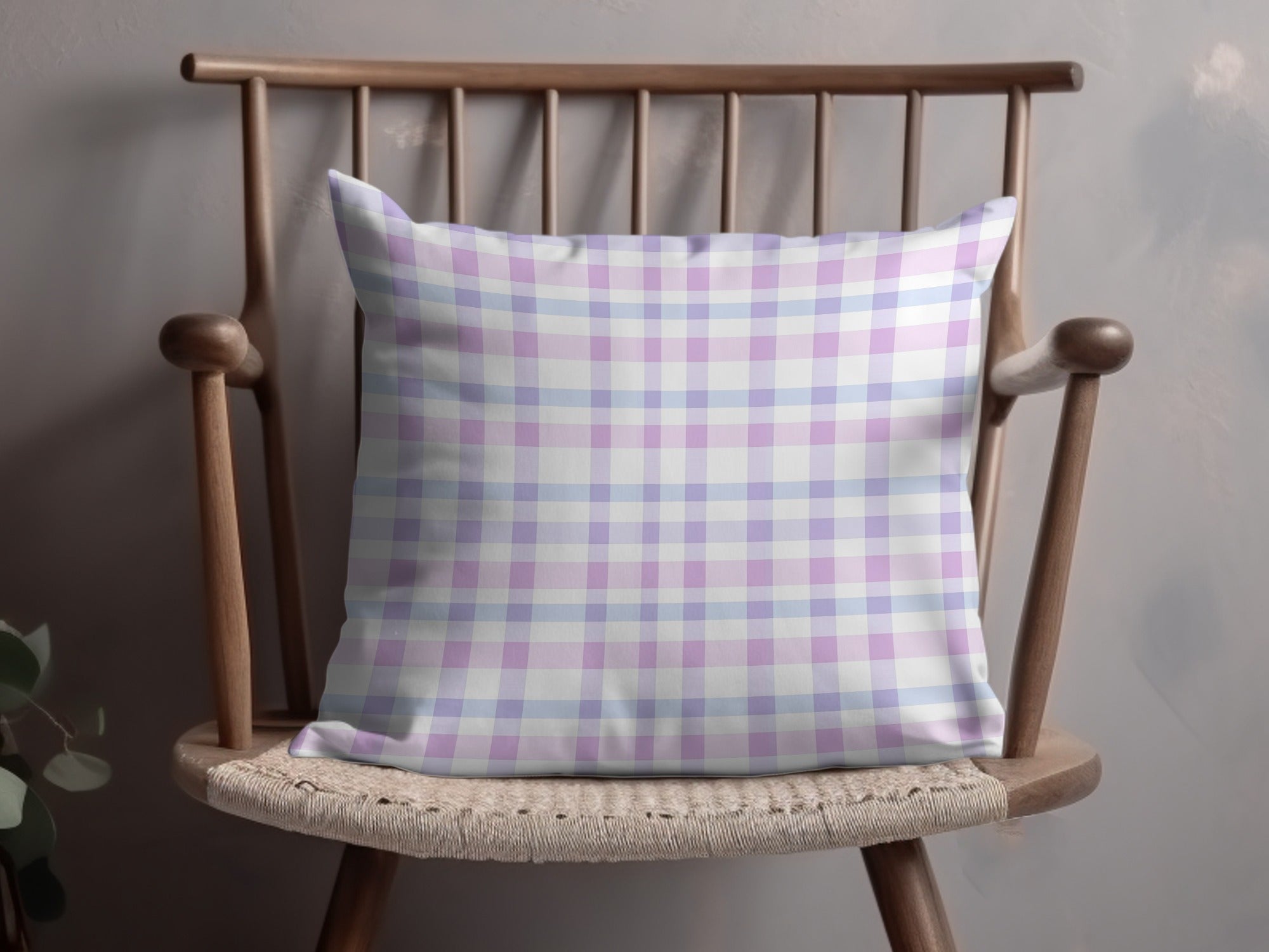 Stylish lavender plaid pattern throw pillow for home decor
