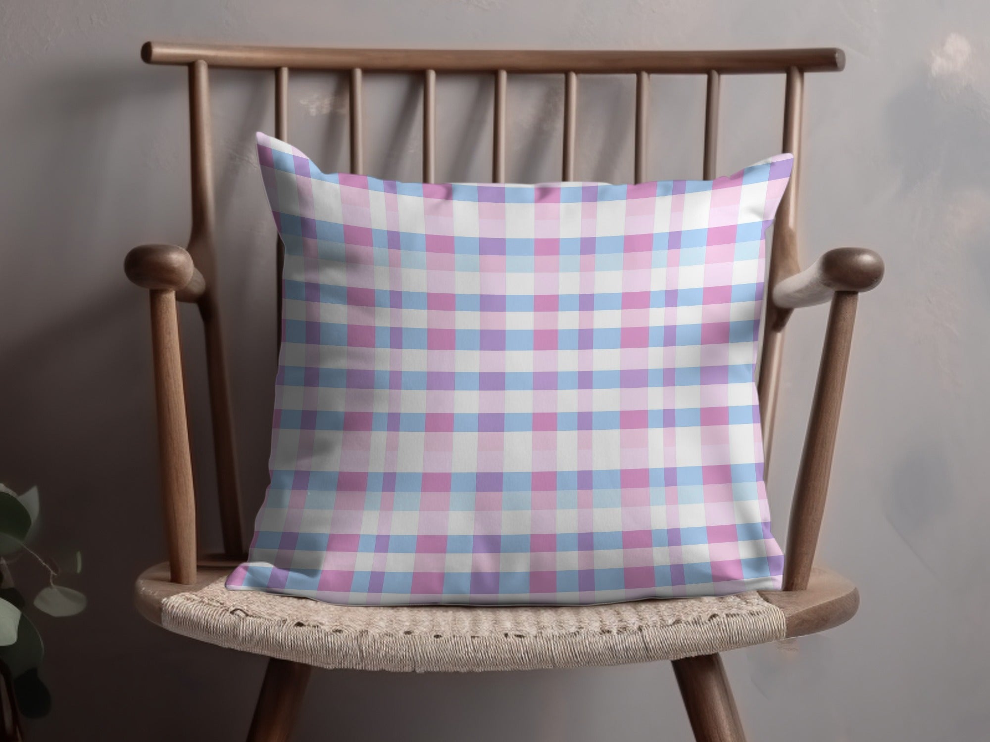 Pastel Plaid Pattern Throw Pillow for Home Decor