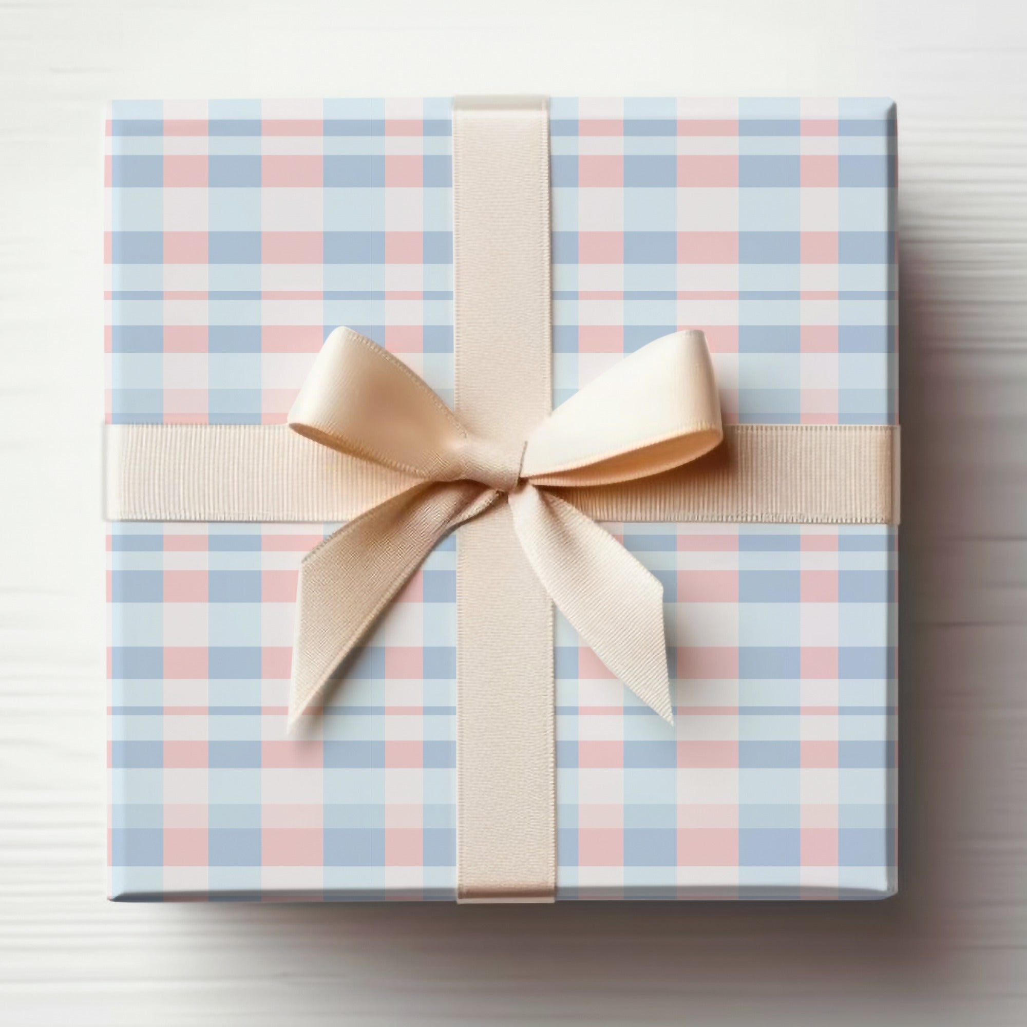 Elegant Plaid Gift Box with Cream Ribbon for All Occasions