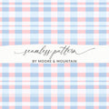 Pink and Blue Plaid Seamless Pattern Design