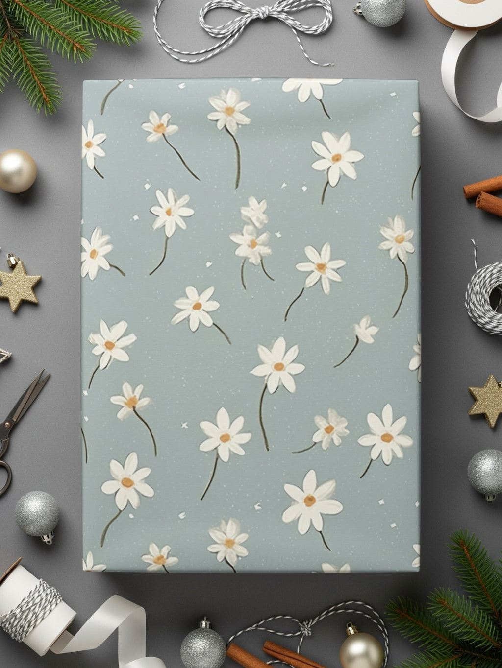 Elegant Daisy Patterned Gift Wrapping Paper for Special Gifts