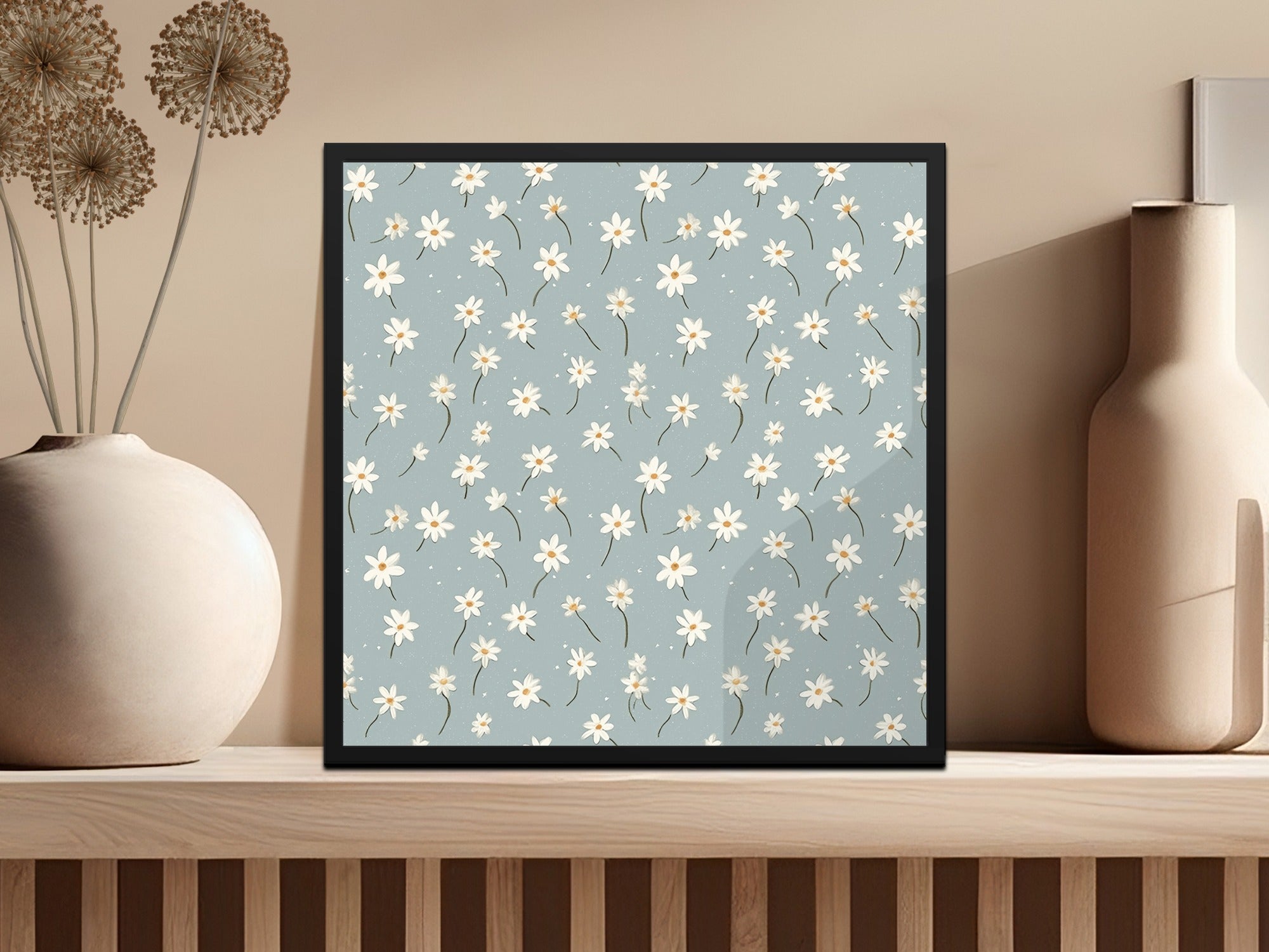 Daisy Pattern Wall Art Print for Home Decor