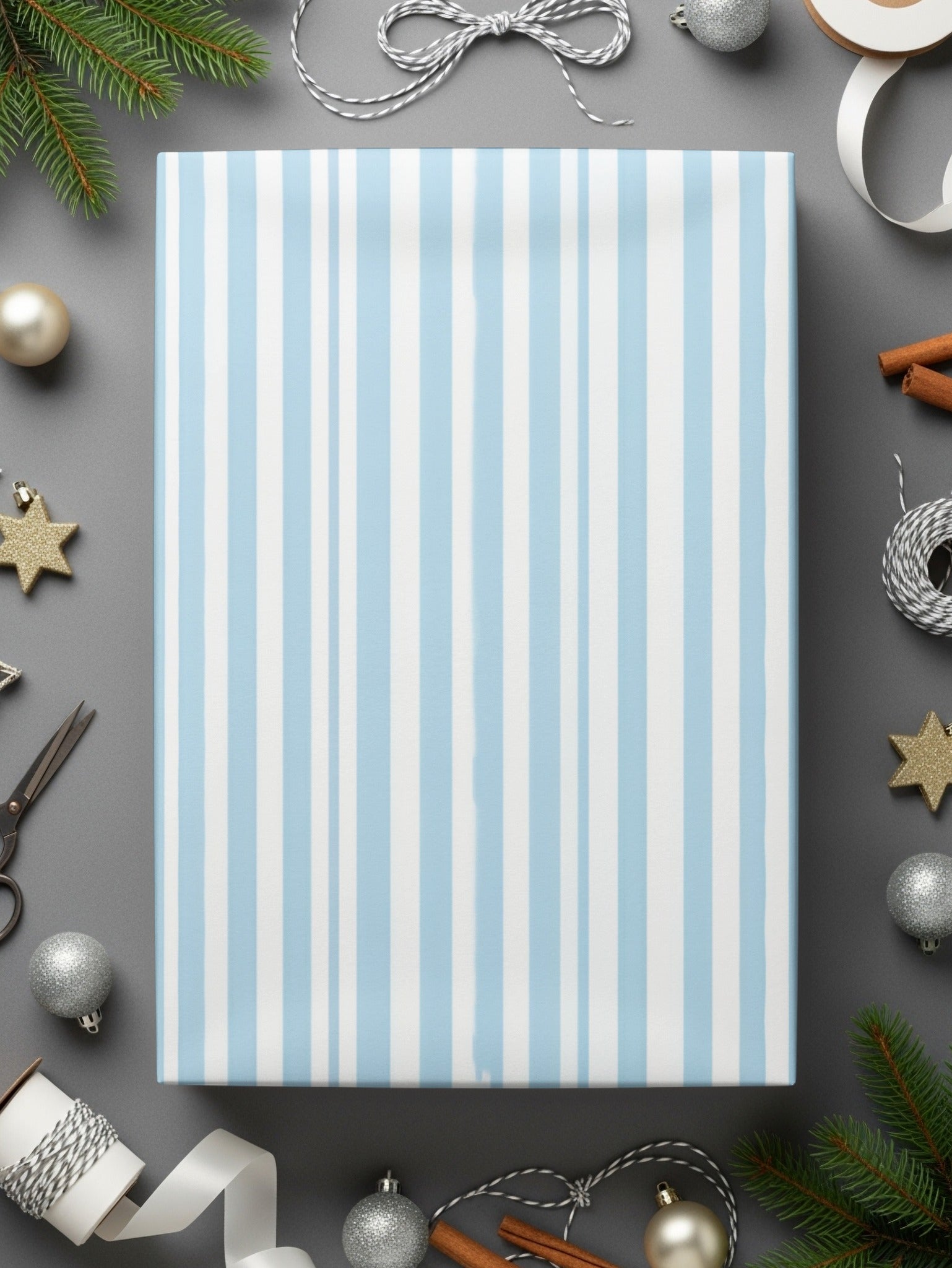 Light Blue Stripes Patterned Seamless Grandmillenial Digital - Moore and Mountain