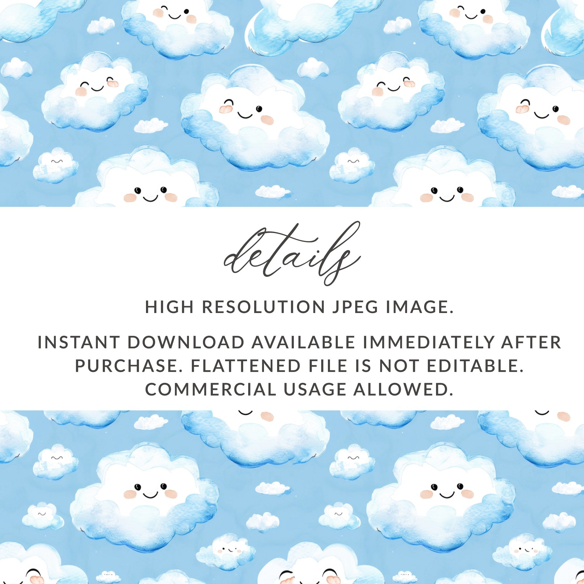 Cute Cloud Pattern Digital Download for Instant Use