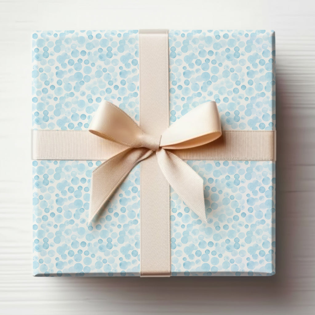 Elegant Blue Polka Dot Gift Box with Cream Bow