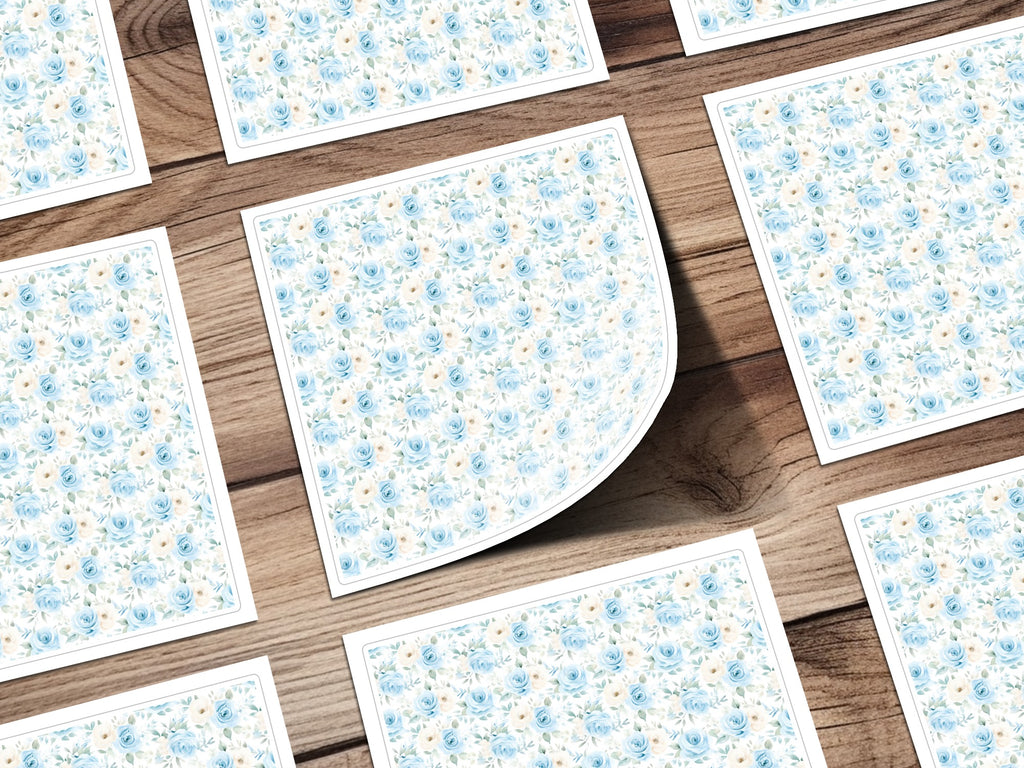 Blue and White Floral Pattern Stickers for Decoration