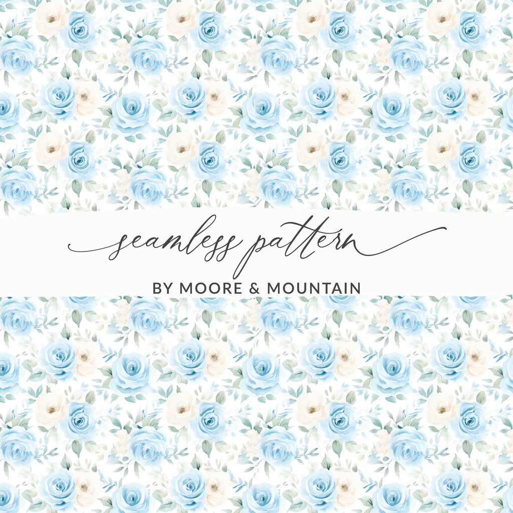 Blue and White Floral Seamless Pattern Design