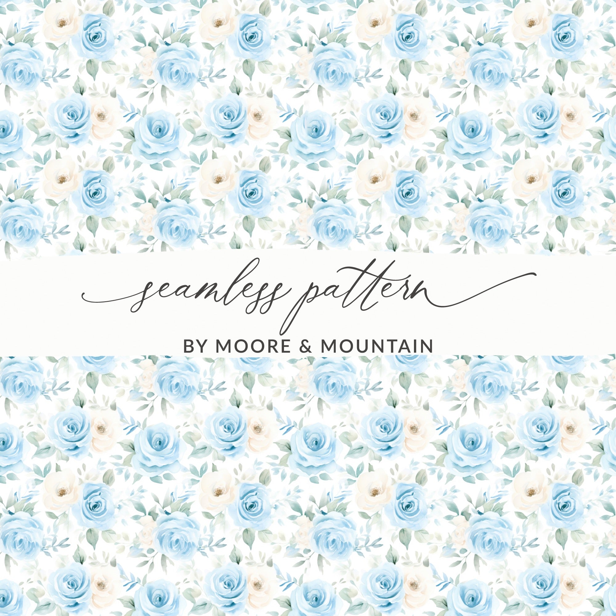Blue and White Floral Seamless Pattern Design