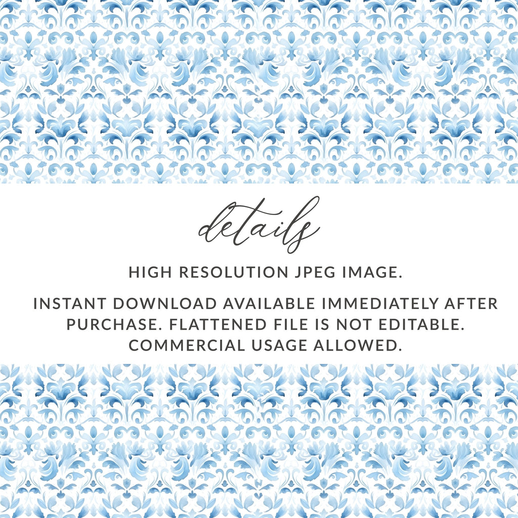 High Resolution Blue Floral Instant Download JPEG Image