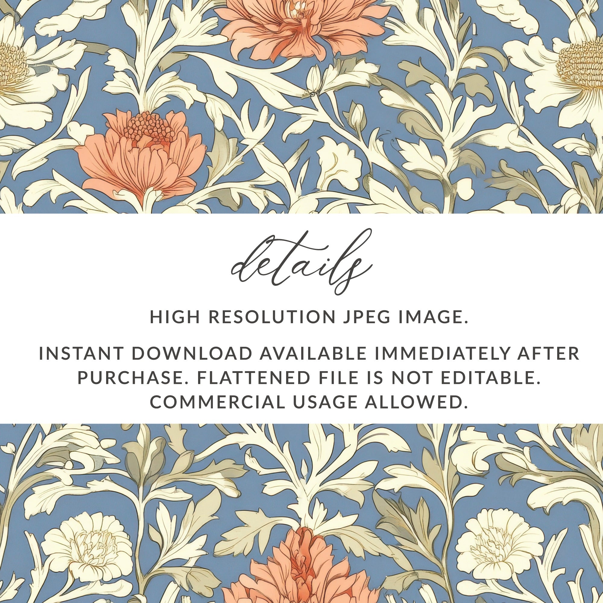 Light Blue William Morris Larkspur Print Digital - Moore and Mountain