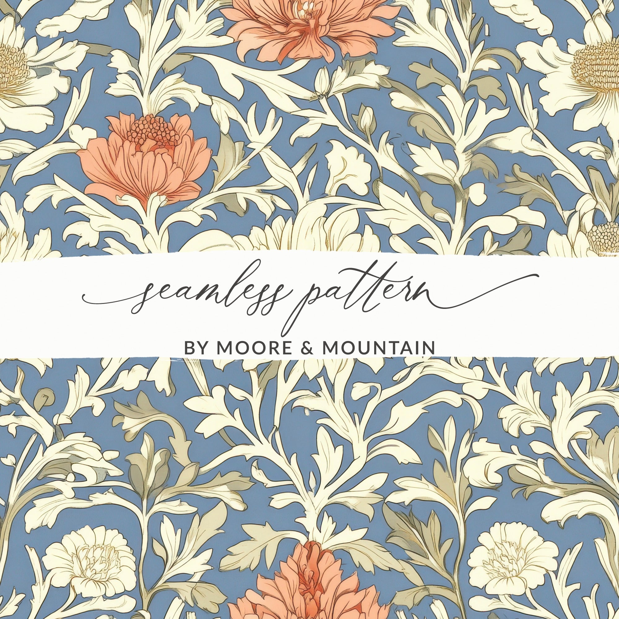 Light Blue William Morris Larkspur Print Digital - Moore and Mountain
