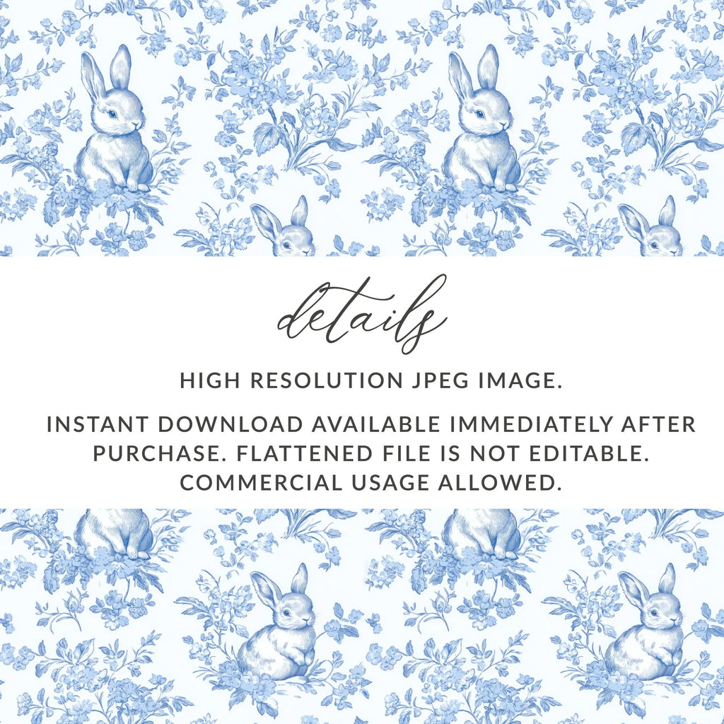 Light Blue and White Baby Boy Blue Floral Bunny Seamless Pattern for Spring Decor - Moore and Mountain